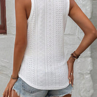 Eyelet V-Neck Wide Strap Tank