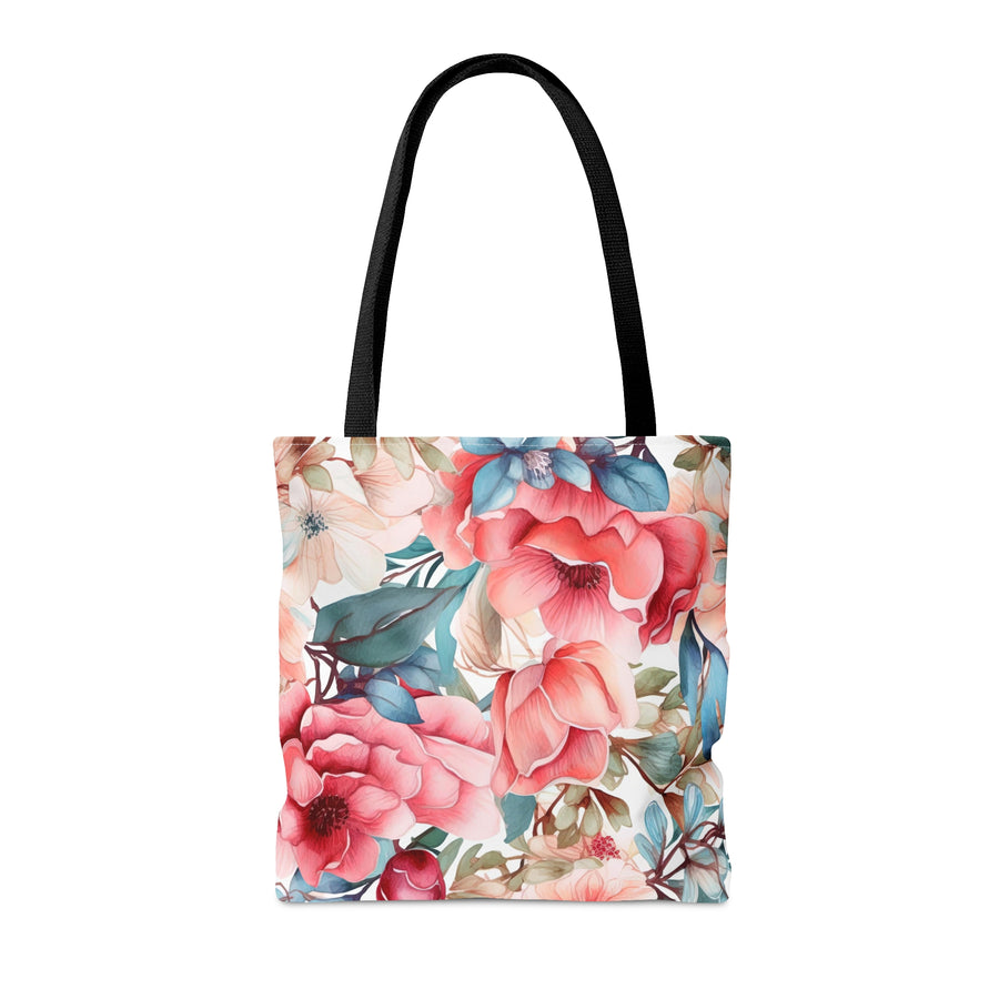 Prim Peach and Rose Floral Tote Bag