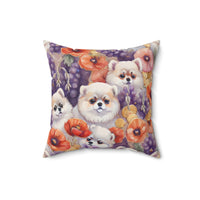 Pompom Puppy Blossom Polyester Square Pillow