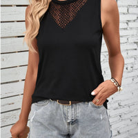 Lace Detail Round Neck Tank