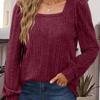 Square Neck Long Sleeve Top