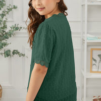 Girls Swiss Dot Spliced Lace Blouse