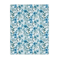 Floral Blue Velveteen Reversible Blanket