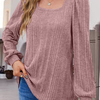 Square Neck Long Sleeve Top