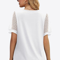 Swiss Dot Puff Sleeve V-Neck Tee