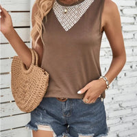 Lace Detail Round Neck Tank