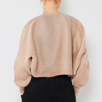 Marina West Swim Rib Pleated Puff Sleeve Bolero Cardigan