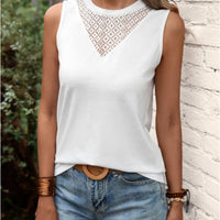 Lace Detail Round Neck Tank