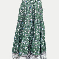 Full Size Tiered Printed Elastic Waist Skirt