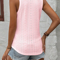 Eyelet V-Neck Wide Strap Tank