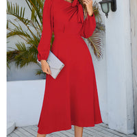 Twisted Long Sleeve Midi Dress