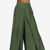 Smocked Split Wide Leg Long Pants