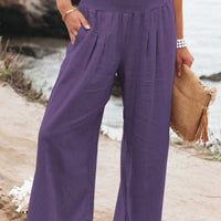 Full Size Smocked Waist Wide Leg Pants