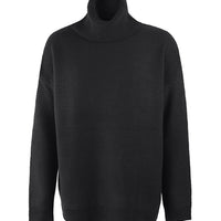 Turtleneck Dropped Shoulder Slit Sweater