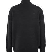 Turtleneck Dropped Shoulder Slit Sweater