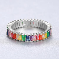 Multicolored Cubic Zirconia 925 Sterling Silver Ring