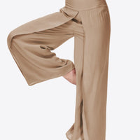 Smocked Split Wide Leg Long Pants