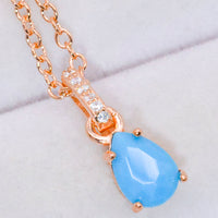 Teardrop Turquoise 4-Prong Pendant Necklace