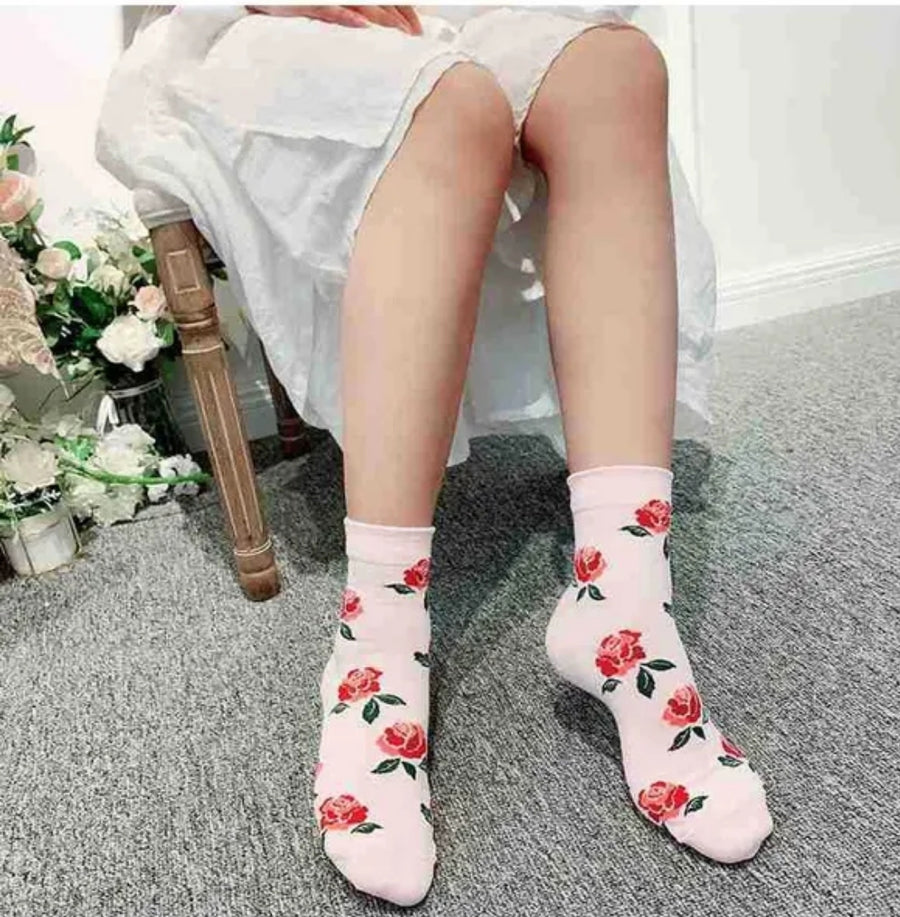 One Pair of Botanical Garden Floral Socks