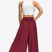 Smocked Split Wide Leg Long Pants