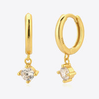 Inlaid Zircon Huggie Drop Earrings