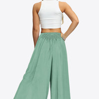 Smocked Split Wide Leg Long Pants