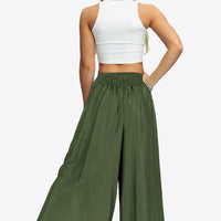 Smocked Split Wide Leg Long Pants