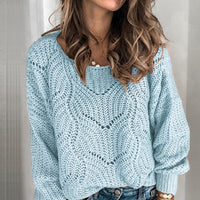 Openwork Round Neck Sweater